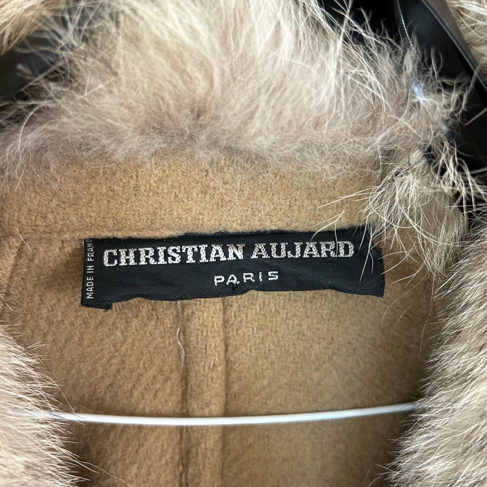 Vintage Christian Aujard Paris wool and fur collared coat.